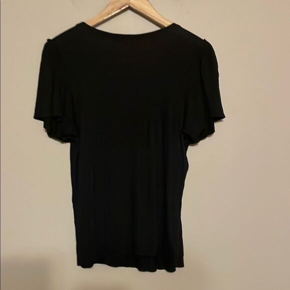 LOFT Black Flutter Sleeve Fitted Blouse - Picture 5 of 7